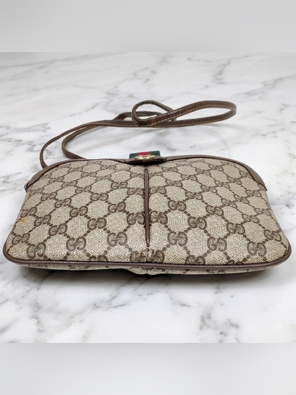 Vintage GUCCI Accessory Collection GG Supreme Crossbody Bag Brown Coated Canvas - Picture 6 of 10